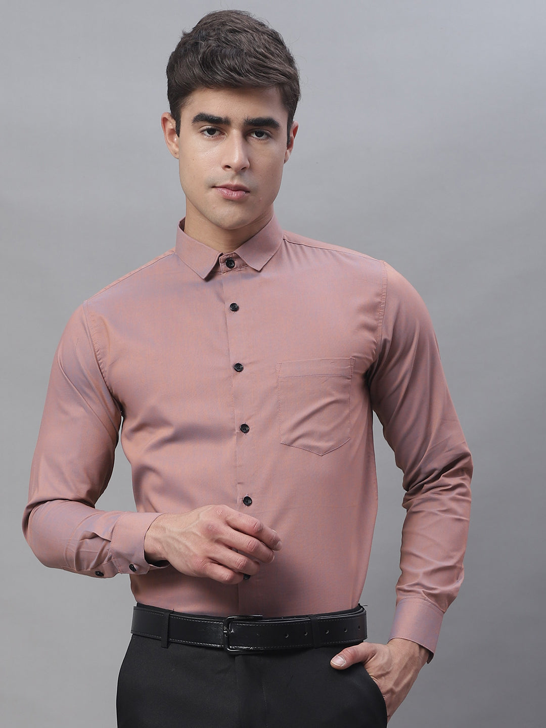 slim fit dress slacks Dress Shirt Men's French Convertible Cuff M3 15-15.5 Sleeve32/33 Rose