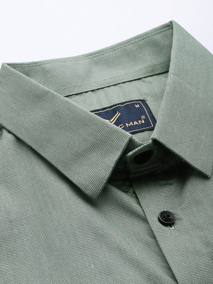 Finest Formal Half Shirt-Green