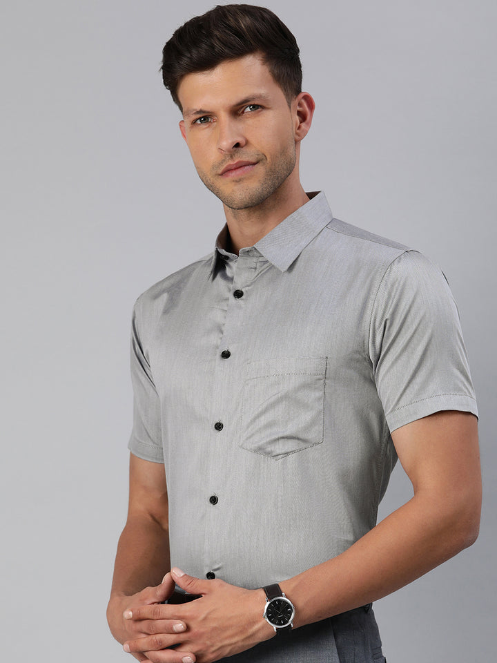 Finest Formal Half Shirt-Grey