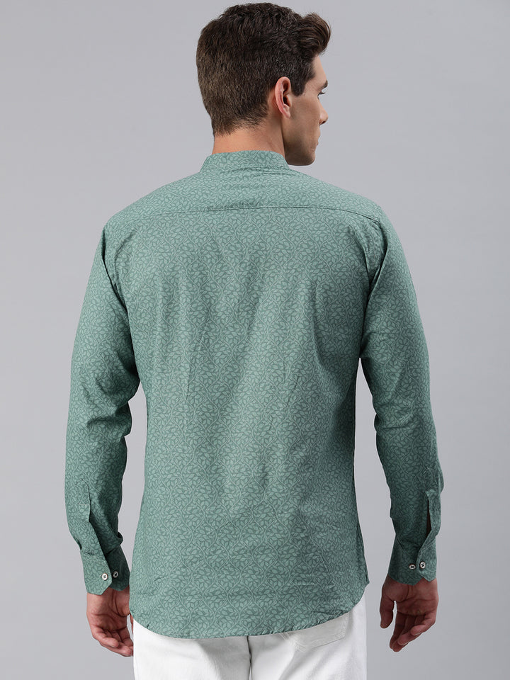 Majestic Man Printed Short Kurta - Green