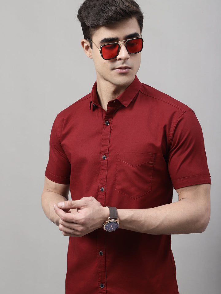 Unique and Fashionable Pure Cotton Half shirt - Maroon