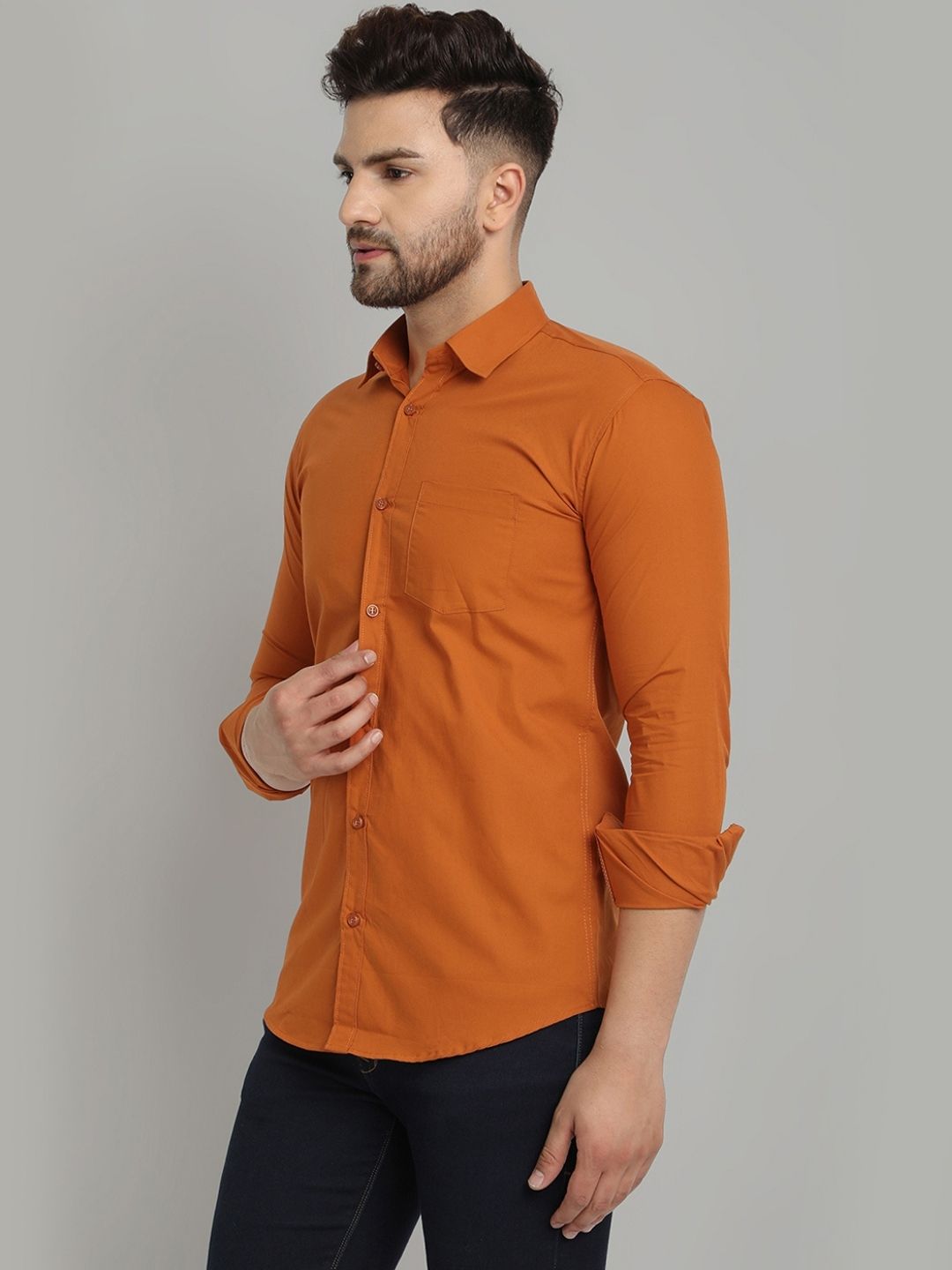 Groovy Pure Cotton Solid shirt - Bright Orange