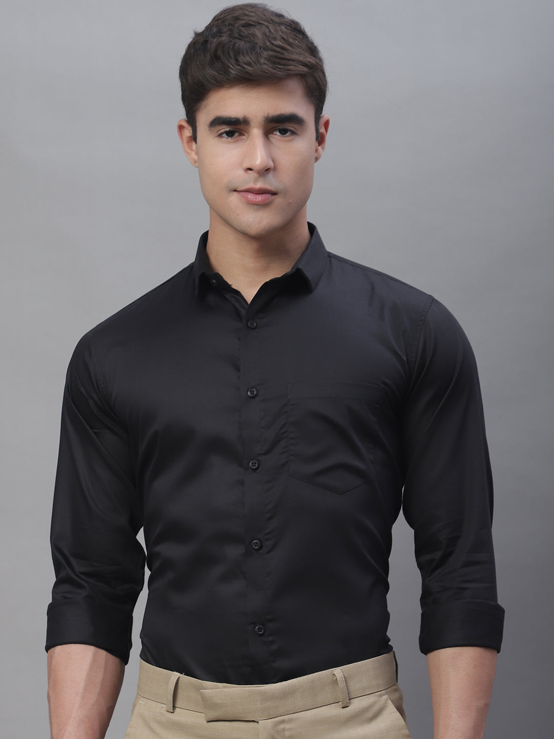 Paramount Pure Cotton Solid Shirt - Black