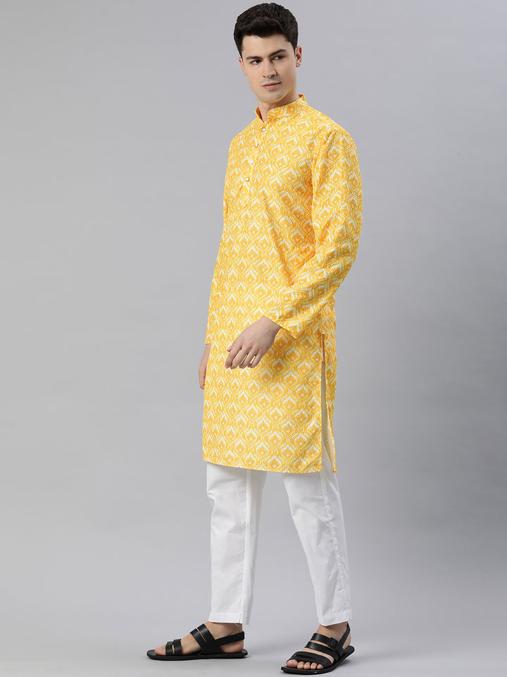 Embroidered Long Kurtas for Every Occasion-Yellow