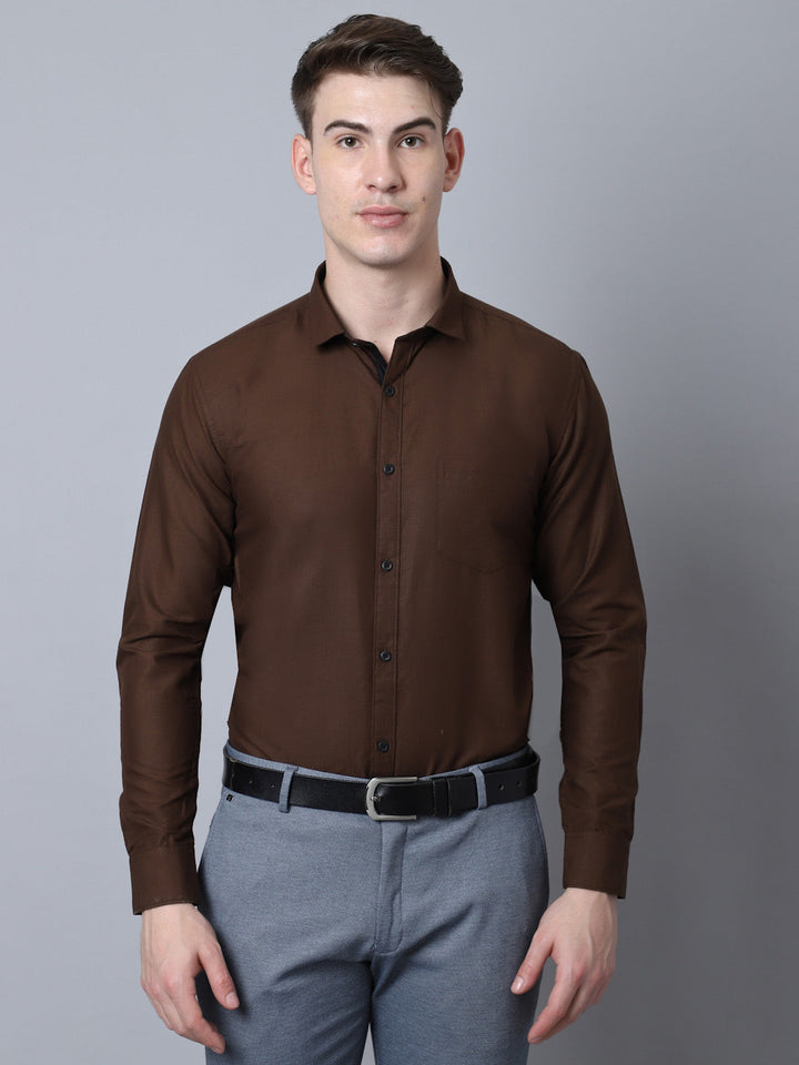 Majestic Man Versatile Solid Formal Shirt - Brown
