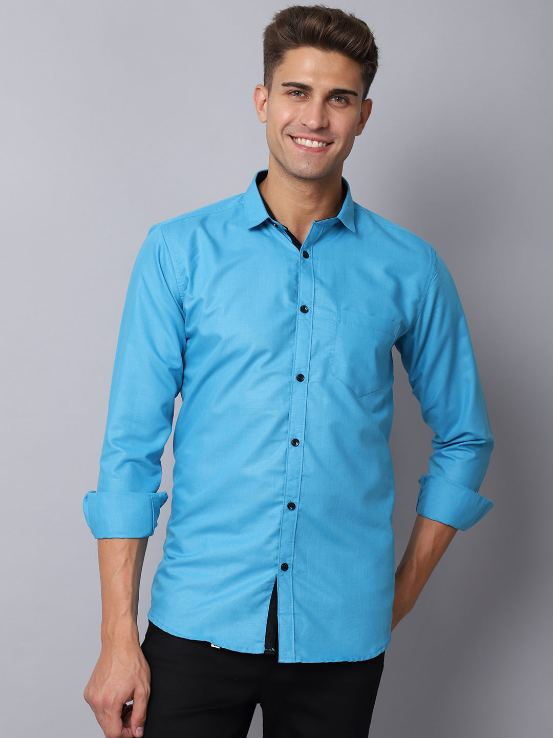 Appriciable Casual Solid Shirt - Firozi