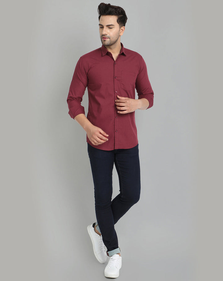 Groovy Pure Cotton Solid shirt - Maroon
