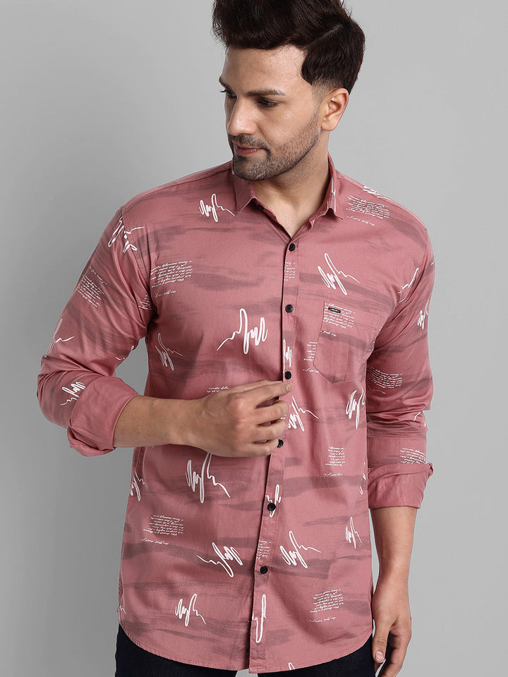 Majestic Man Pure Cotton Printed Shirt - Pink