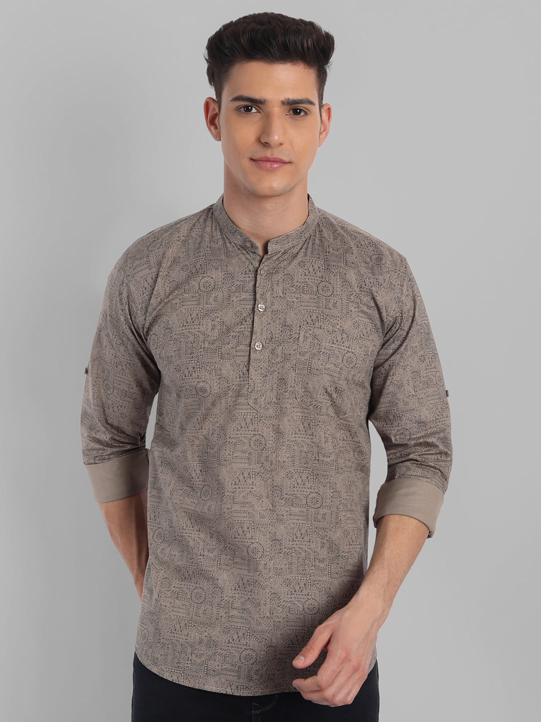 Pure Cotton All Over Classic printed Kurta - Brown