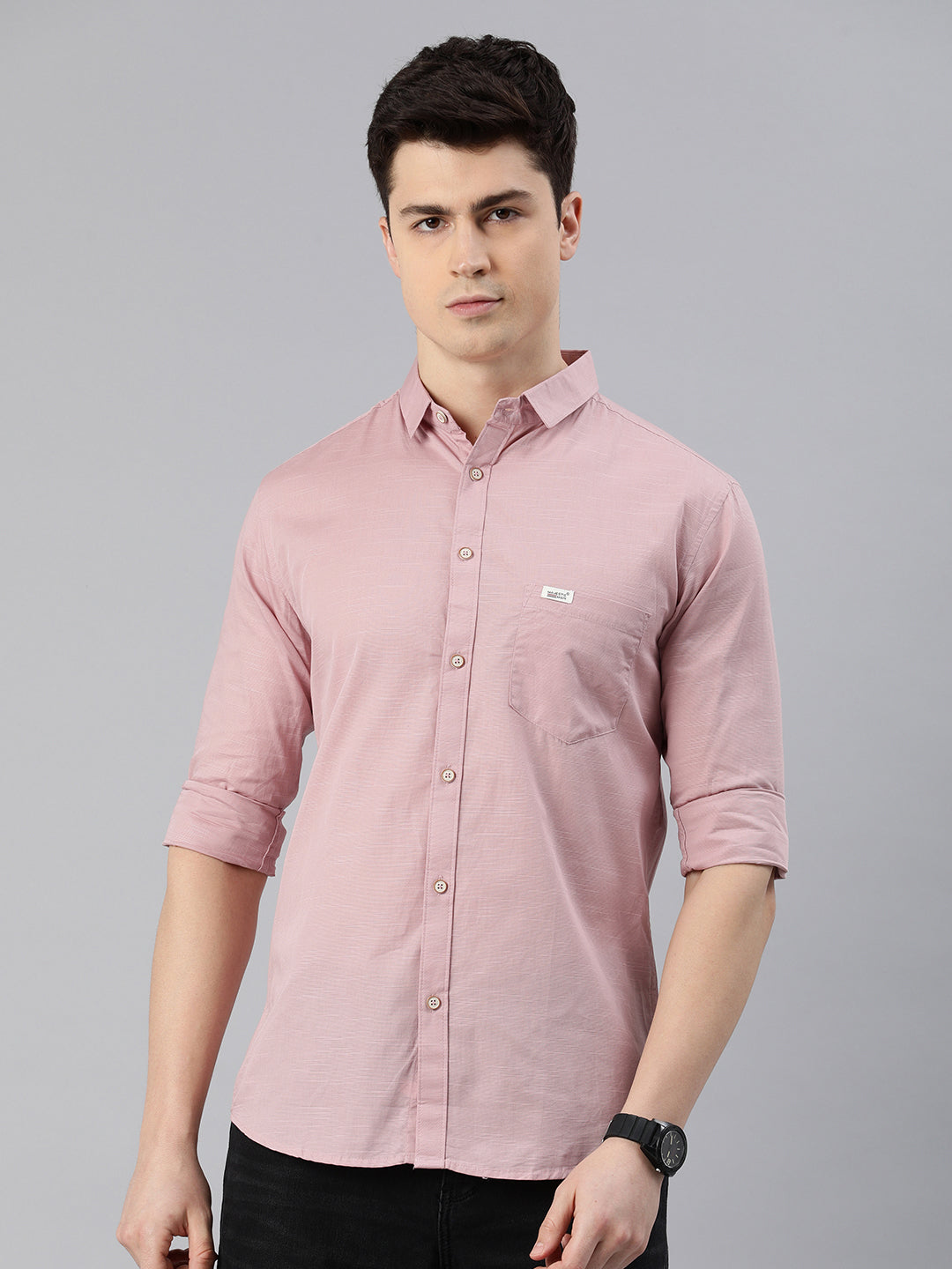 Pure Cotton Casual Men's Shirt - Dusty Pink