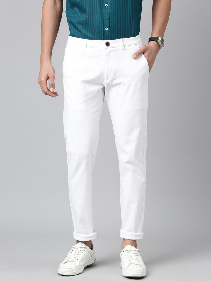 Majestic Man Regular Fit Solid Casual Trouser - White