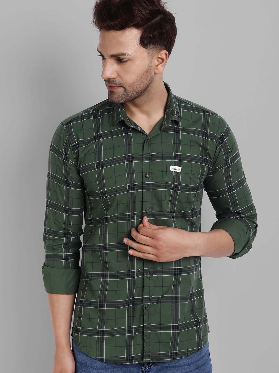 Classic Checkmate Pure Cotton Checkered Shirt - Bottle Green