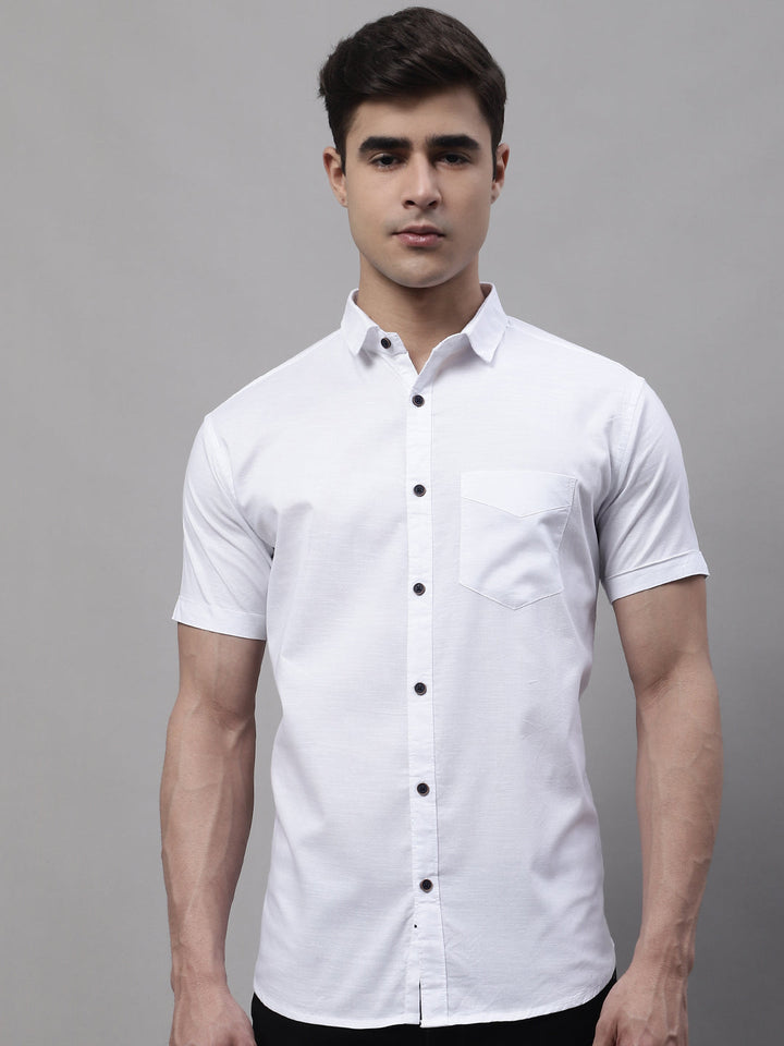 Unique and Fashionable Pure Cotton Half shirt - White