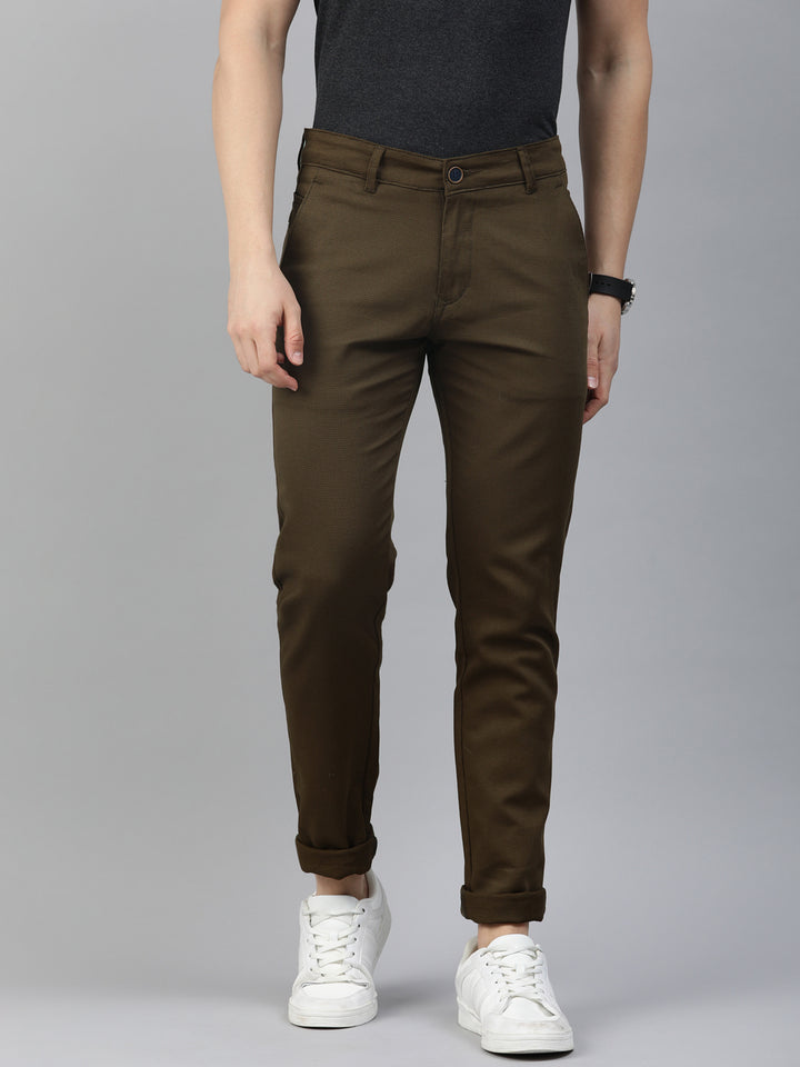 Majestic Man Casual textured Trouser - Brown
