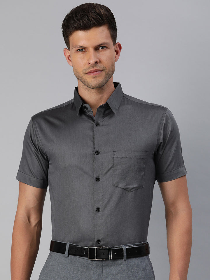 Finest Formal Half Shirt-Dark Grey