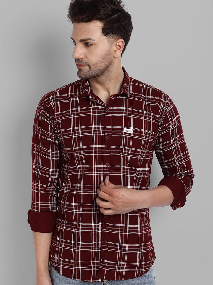 Classic Checkmate Pure Cotton Checkered Shirt - Maroon