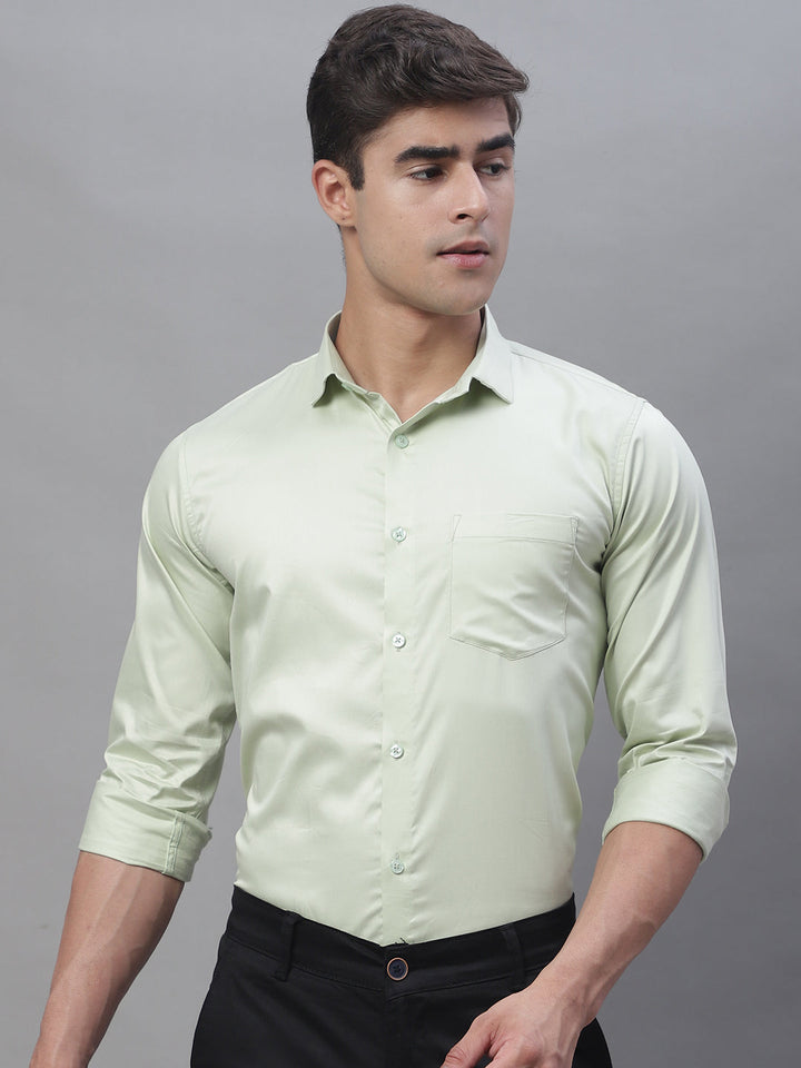 Paramount Pure Cotton Solid Shirt - Light Green