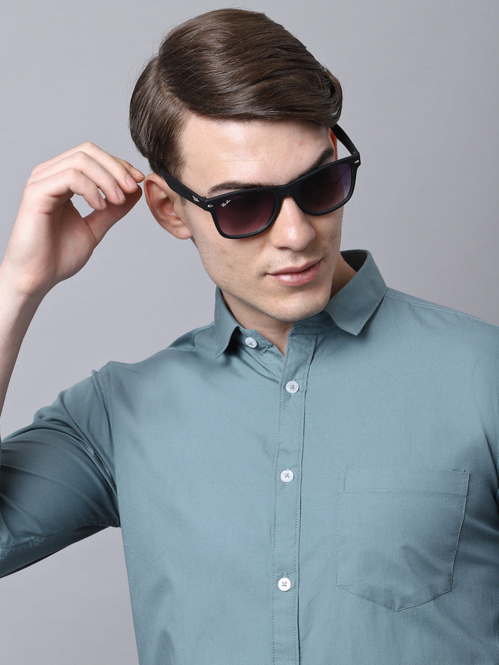 Majestic Man trendy Casual Solid Shirt - Dusty Teal