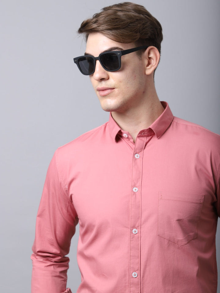 Majestic Man trendy Casual Solid Shirt - Dusty Pink