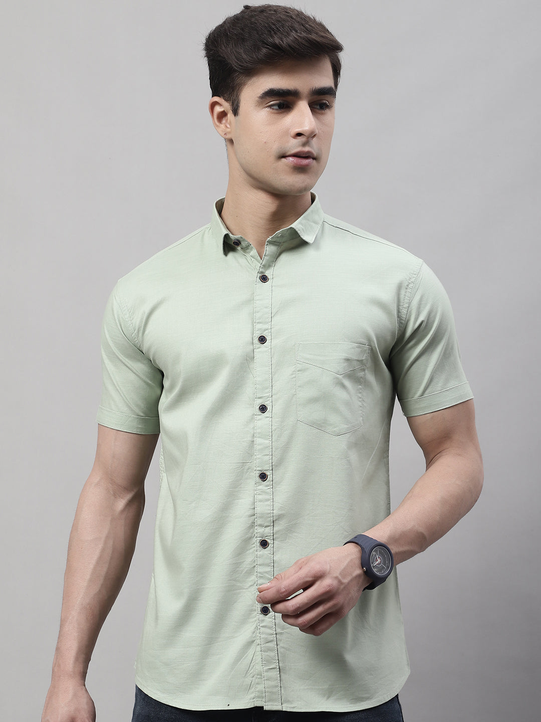 Unique and Fashionable Pure Cotton Half shirt - Light Green