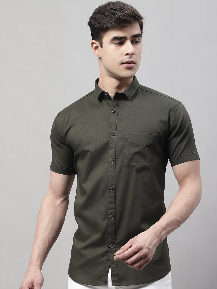 Unique and Fashionable Pure Cotton Half shirt - Olive