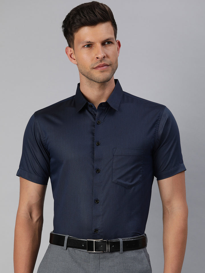 Finest Formal Half Shirt-Navy Blue