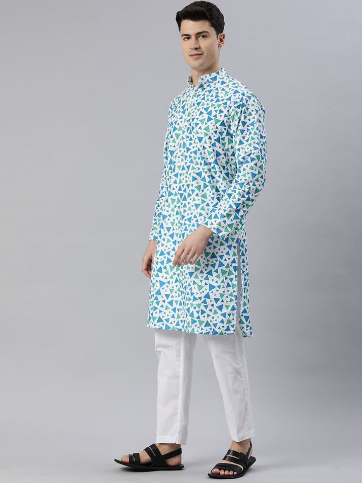 Exquisite Elegance Embroidered Long Kurta-Green Blue