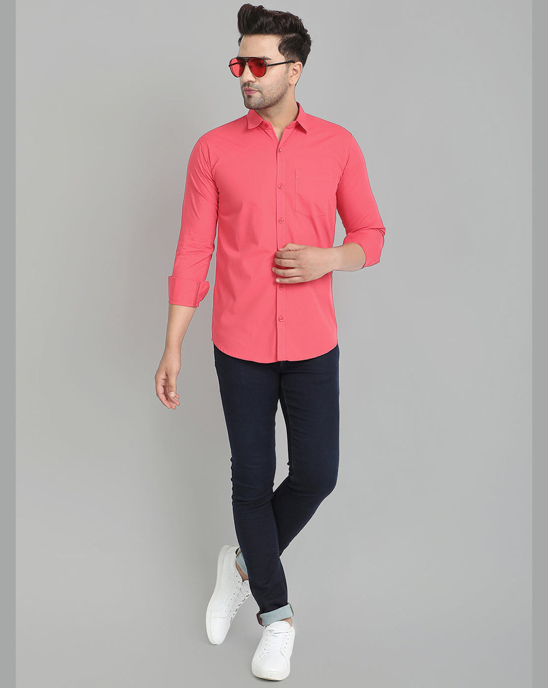 Groovy Pure Cotton Solid shirt - Hot Pink