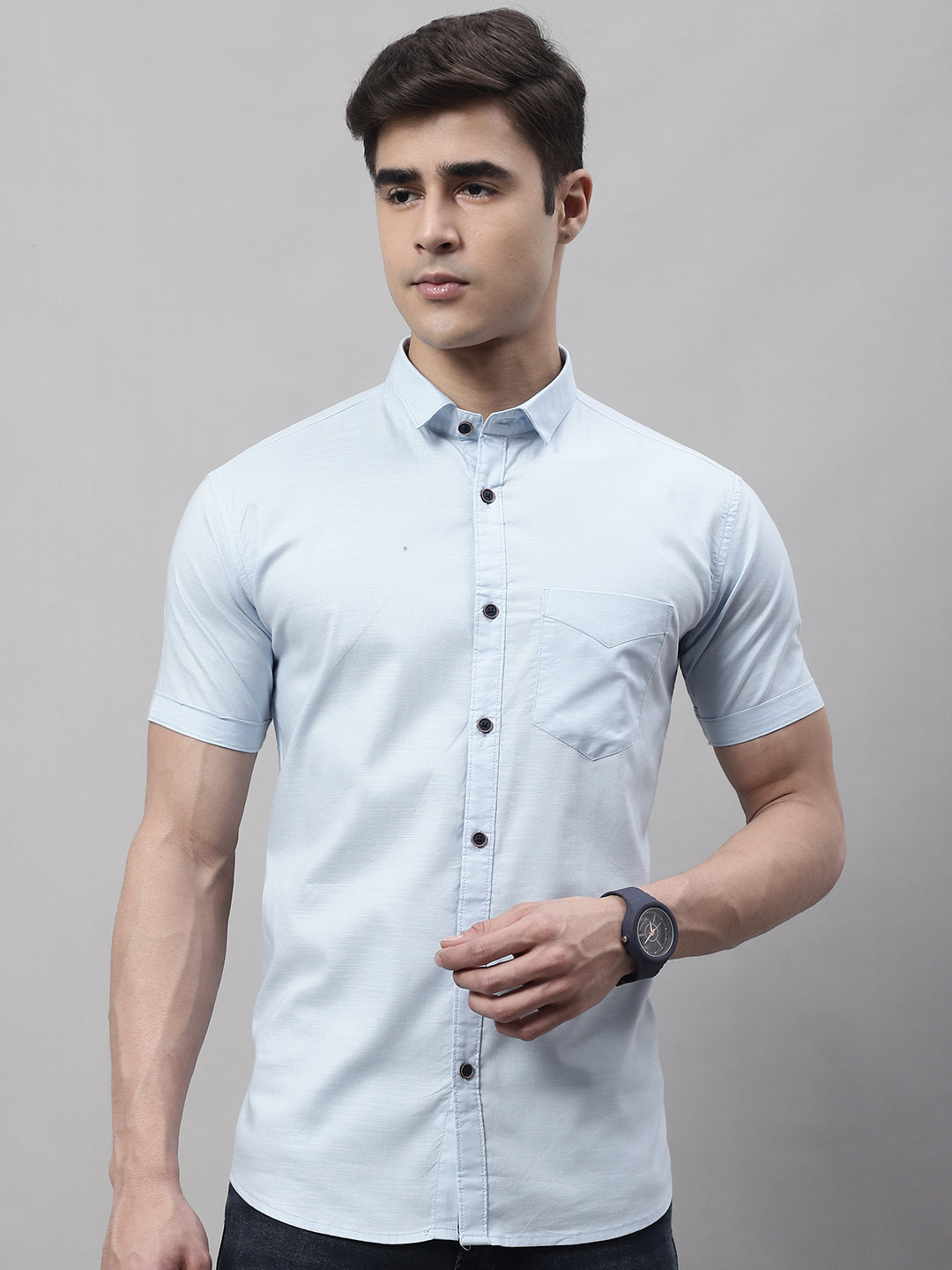 Unique and Fashionable Pure Cotton Half shirt - Sky Blue