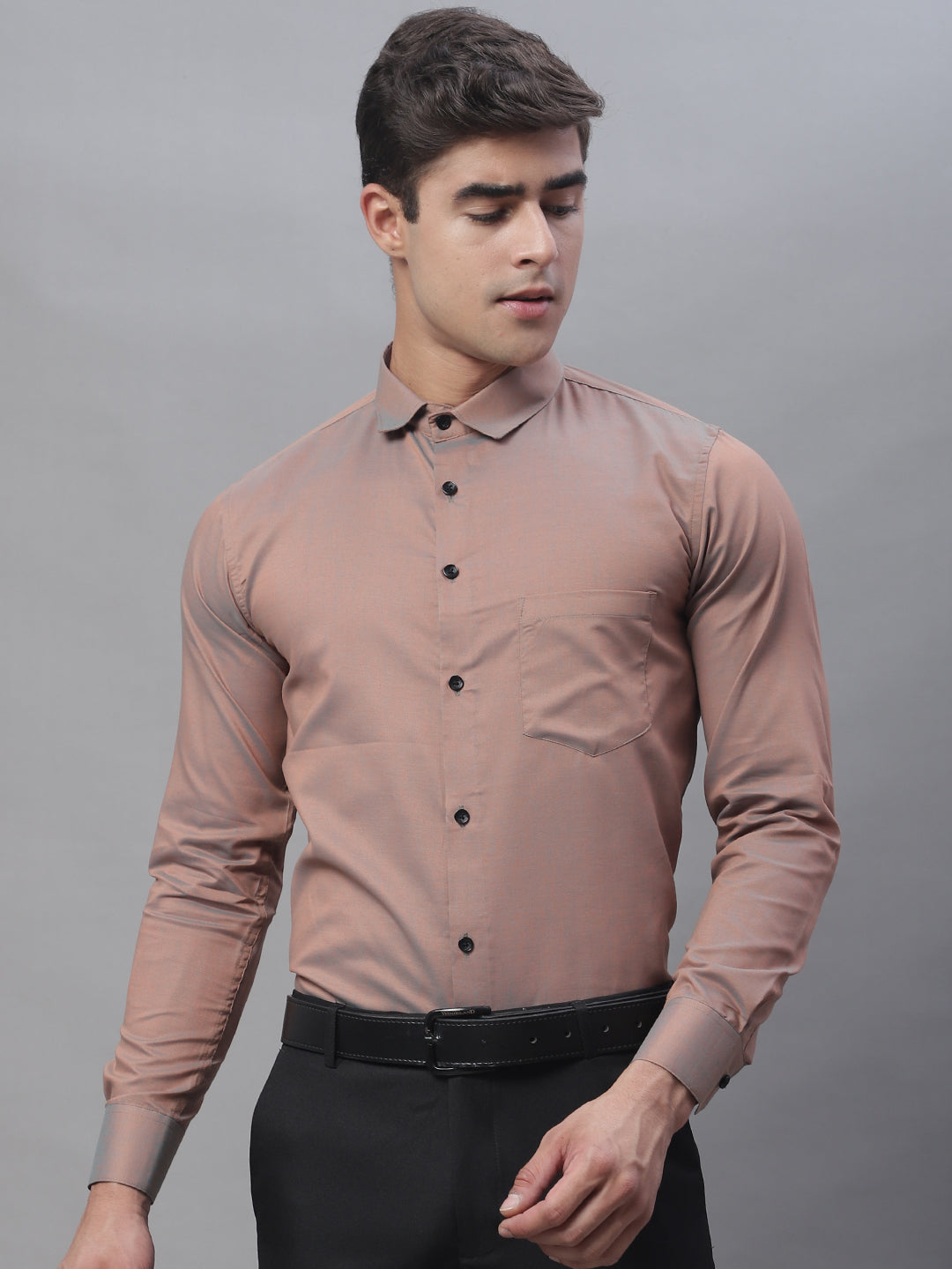 Tailored fit & Comfortable Solid Cotton Shirt - Copper