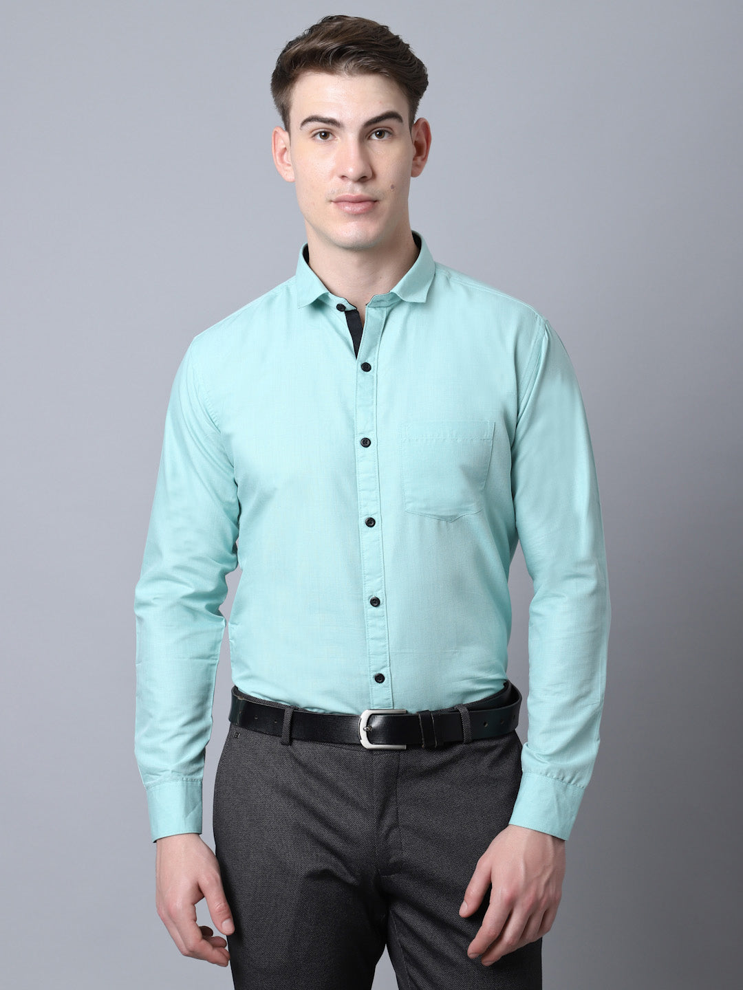 Majestic Man Versatile Solid Formal Shirt - Ocean Green