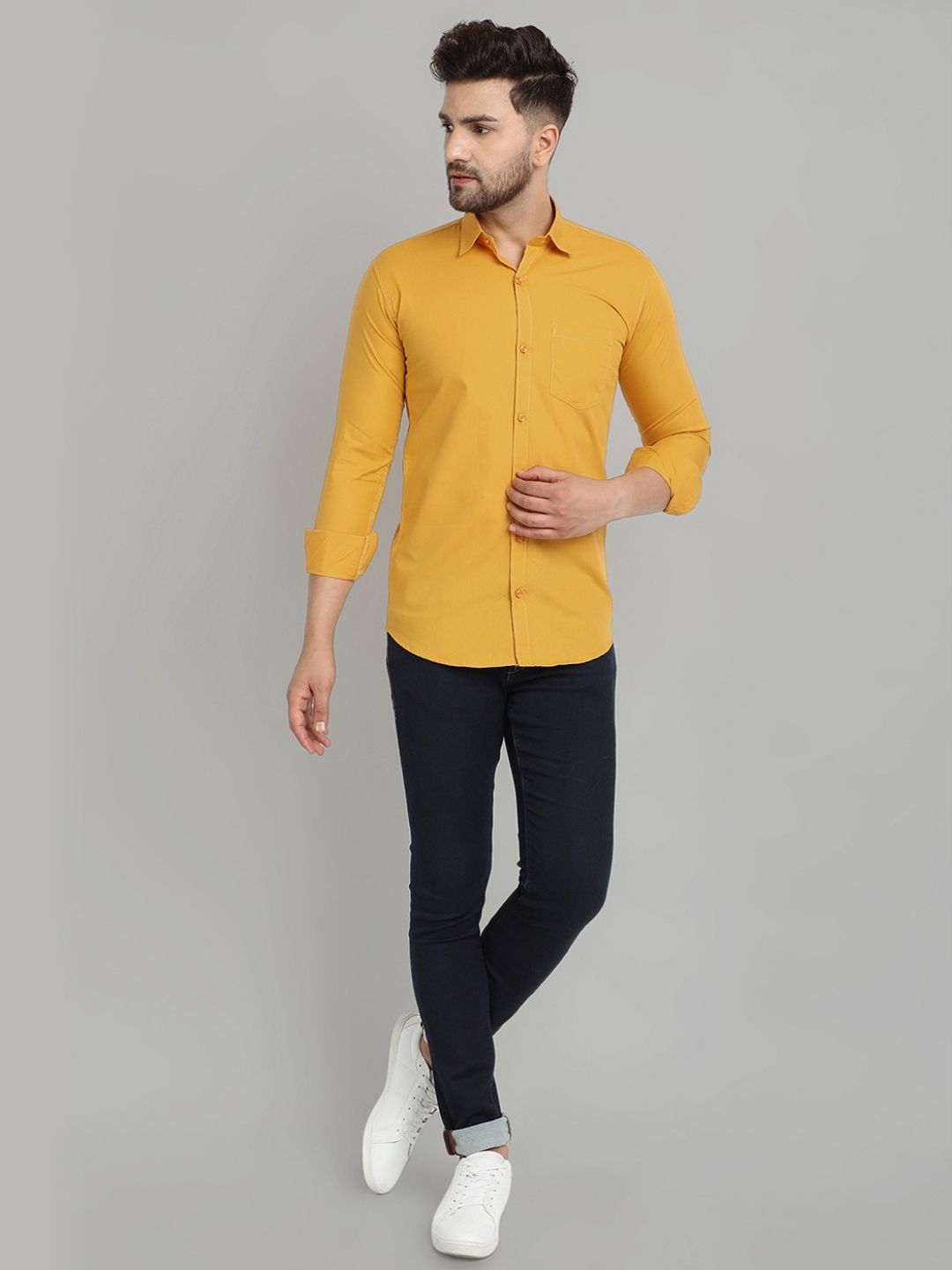 Groovy Pure Cotton Solid shirt - Mustard