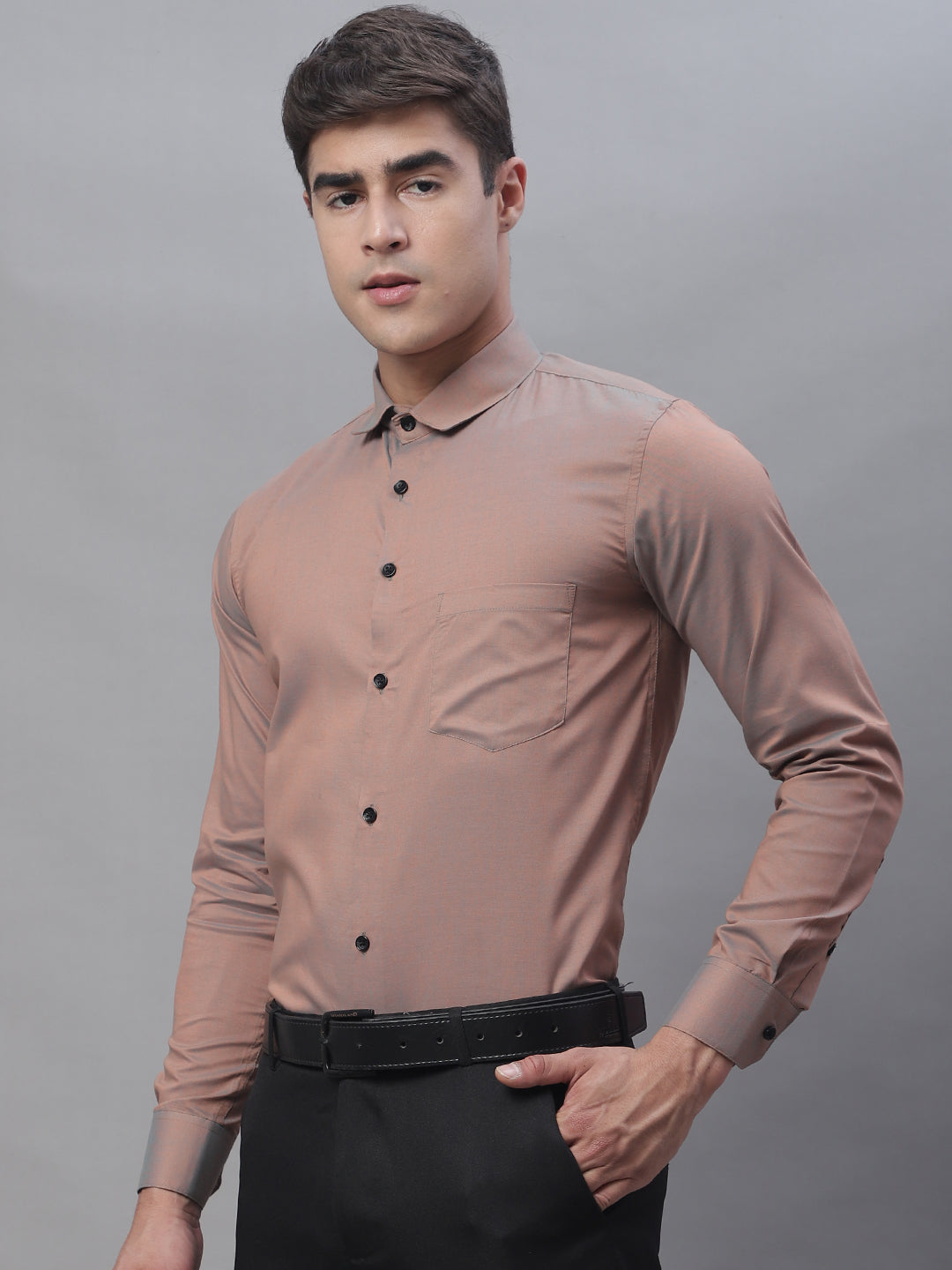 Tailored fit & Comfortable Solid Cotton Shirt - Copper