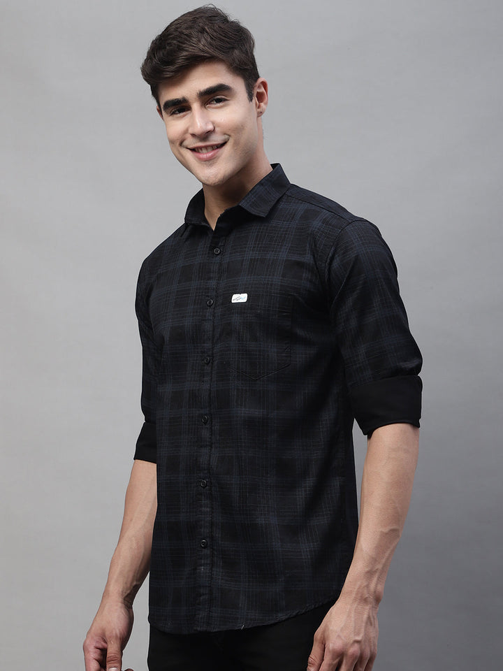 Classy Pure Cotton Checkered Shirt - Black