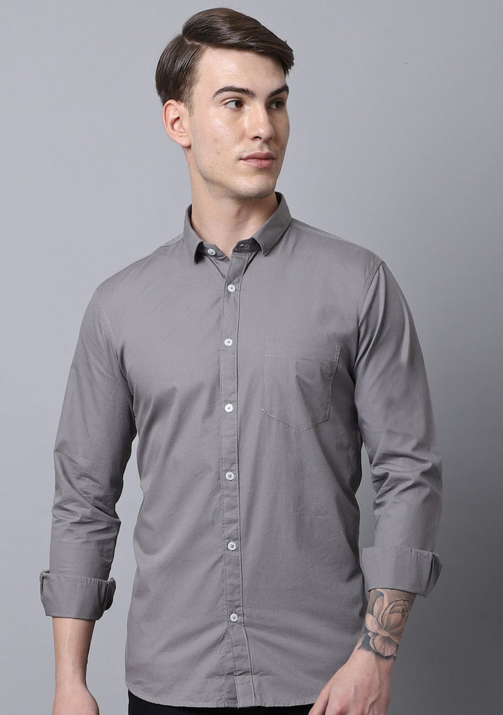 Majestic Man trendy Casual Solid Shirt - Grey