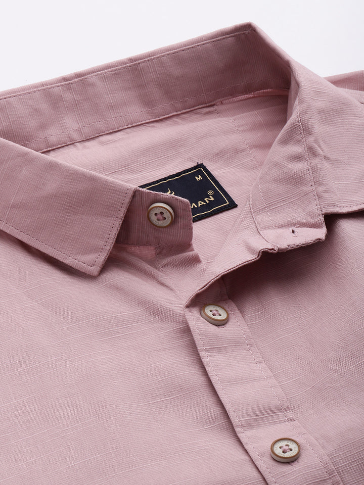 Pure Cotton Casual Men's Shirt - Dusty Pink