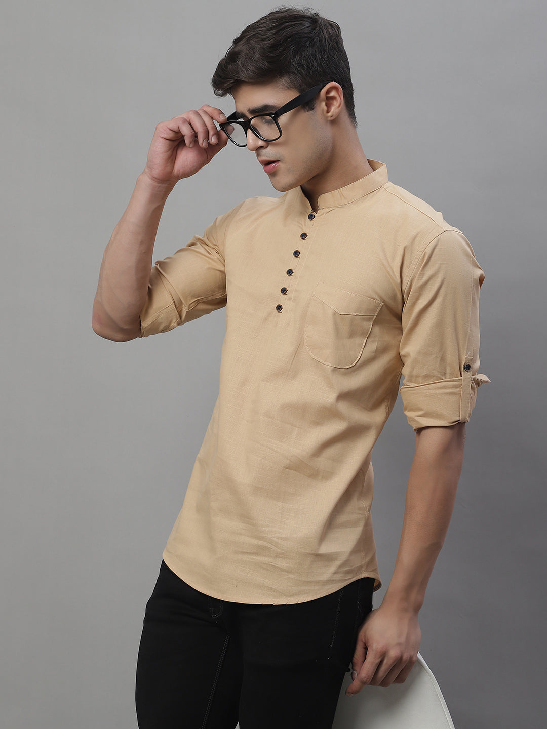 Pure Cotton timeless trendy Solid Kurta - Light Coffee