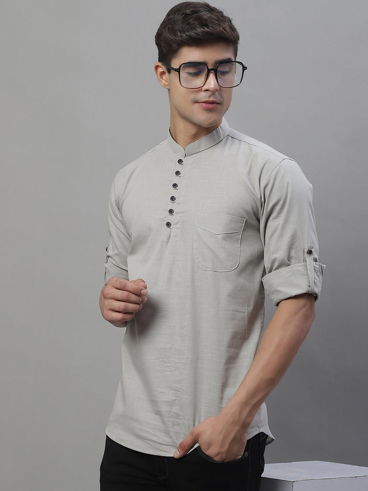 Pure Cotton timeless trendy Solid Kurta - Light Grey