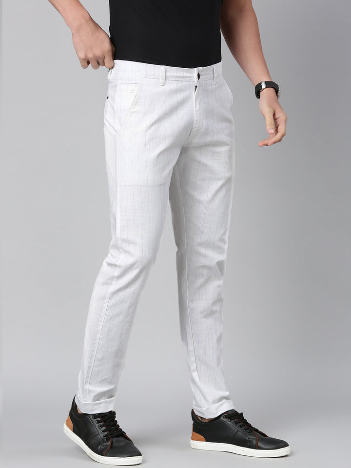 Majestic Man stripe Casual Solid Trouser - White