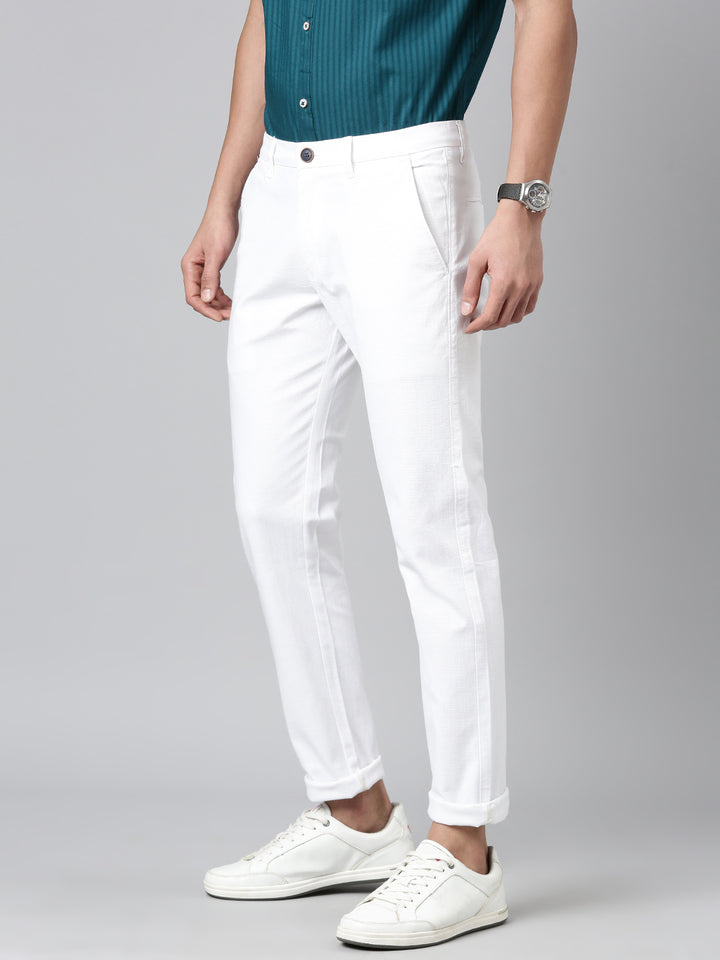 Majestic Man Regular Fit Solid Casual Trouser - White