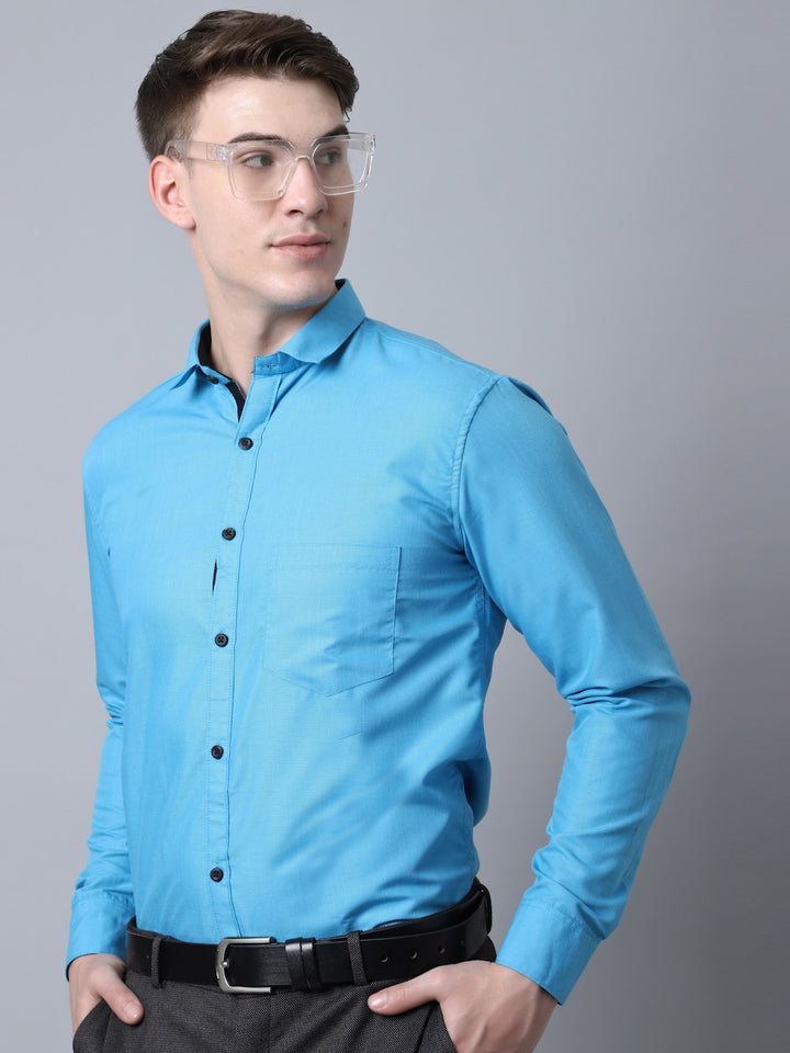 Majestic Man Versatile Solid Formal Shirt - Firozi