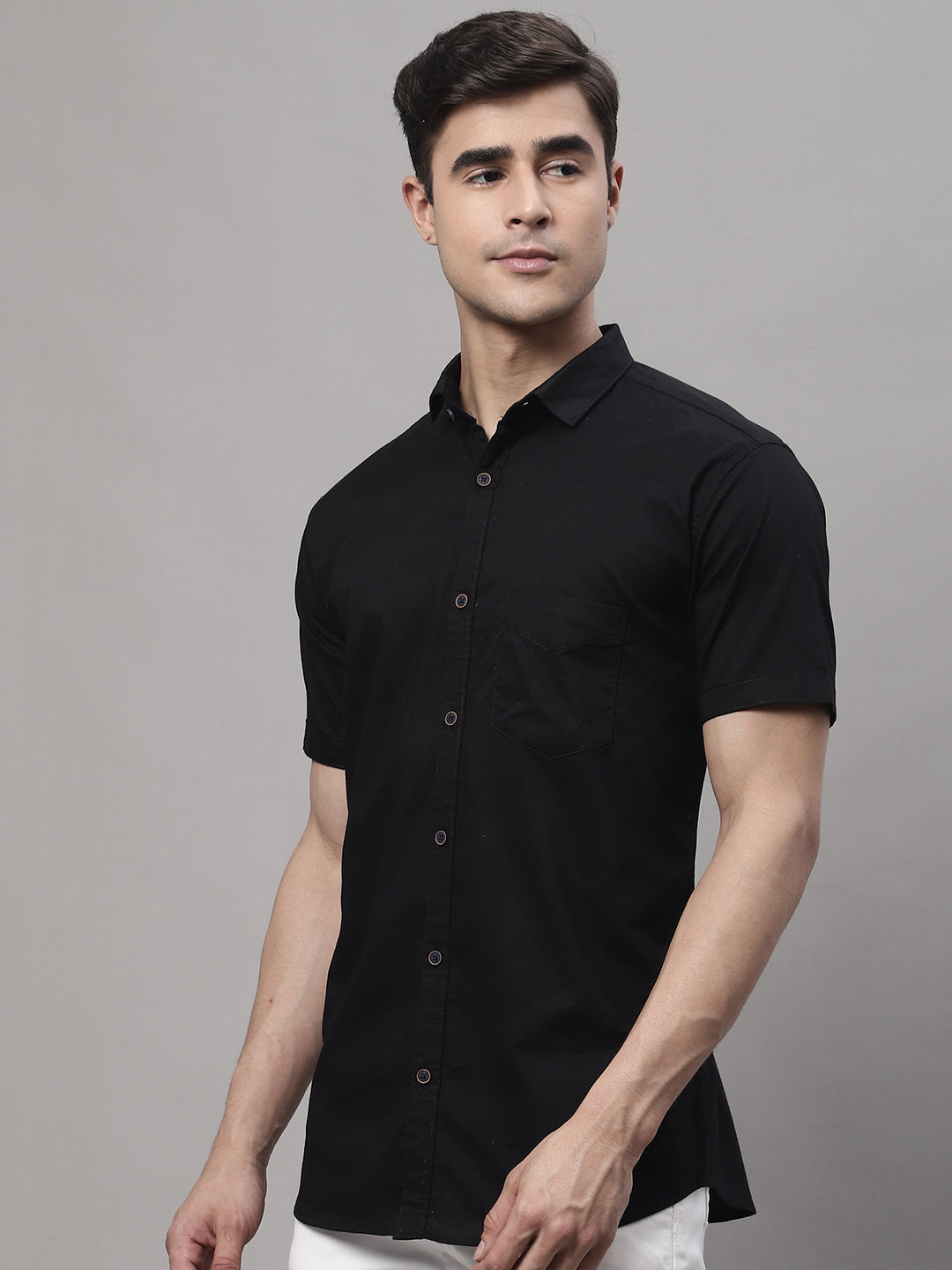 Unique and Fashionable Pure Cotton Half shirt - Black