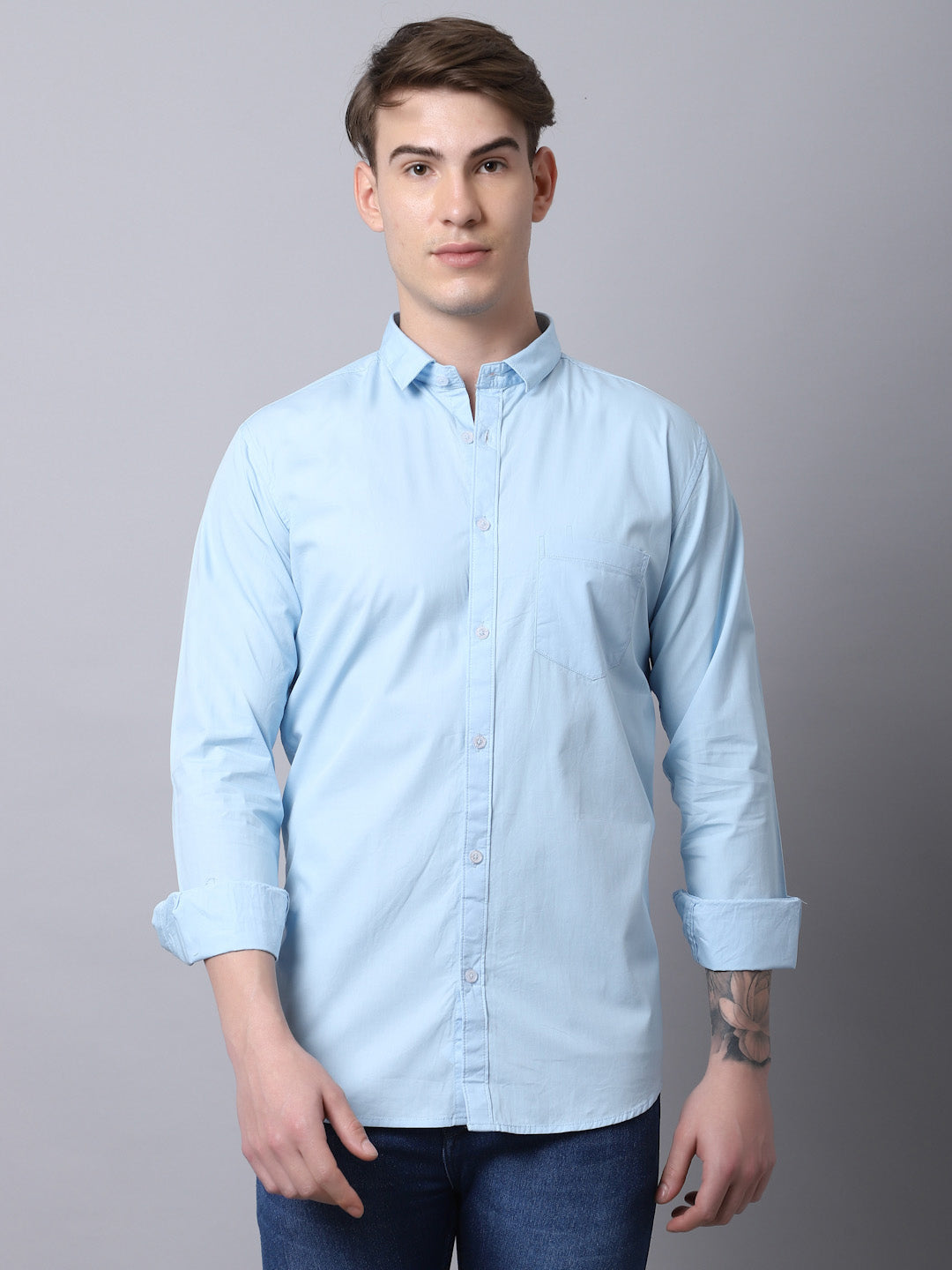 Majestic Man trendy Casual Solid Shirt - Sky Blue