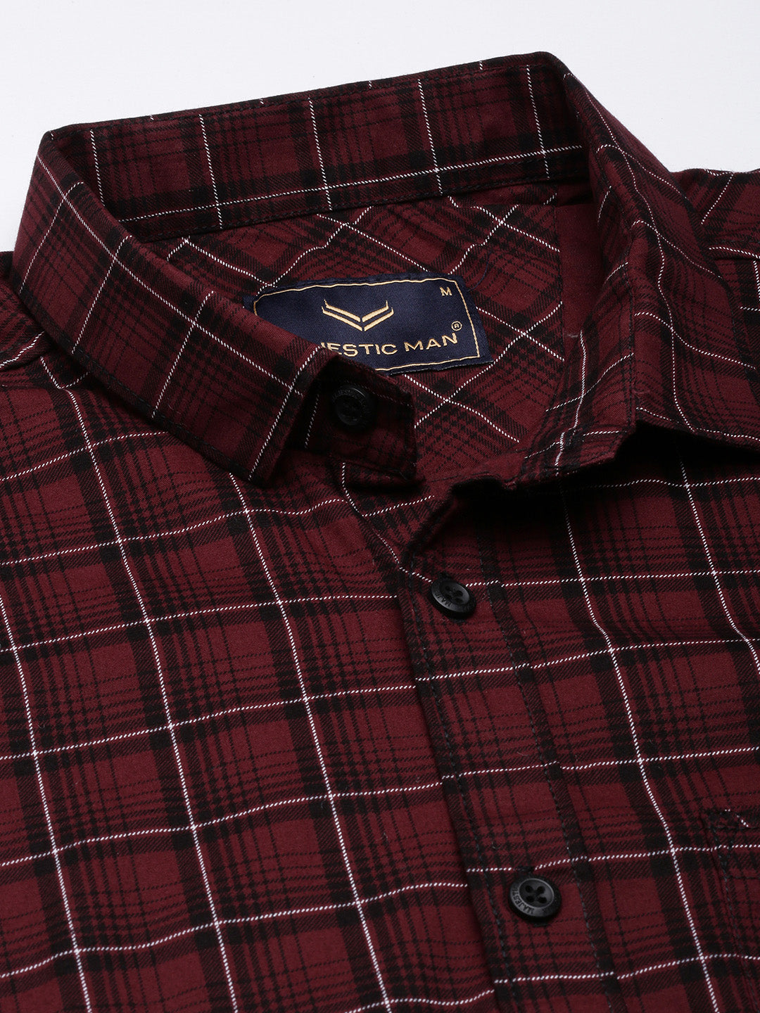 Majestic Man Checkered Cotton Slim fit Casual Shirt - Maroon