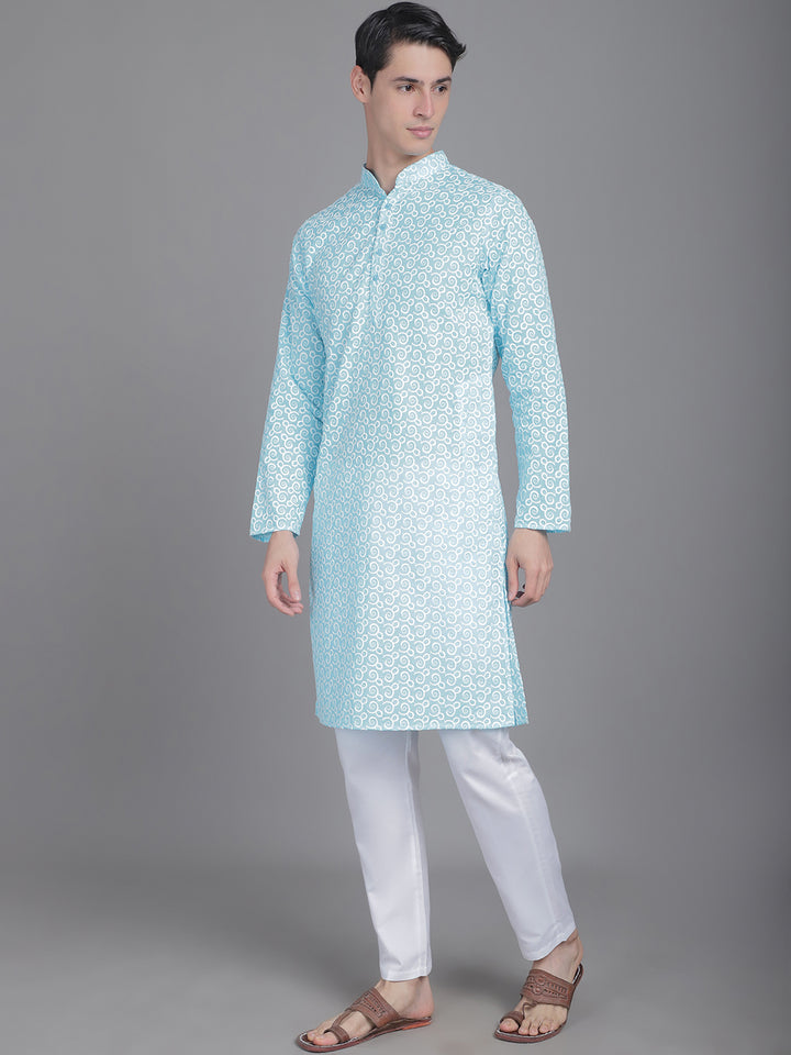 Cotton Comfort men's Kurta with Overall Embroidery - Firozy