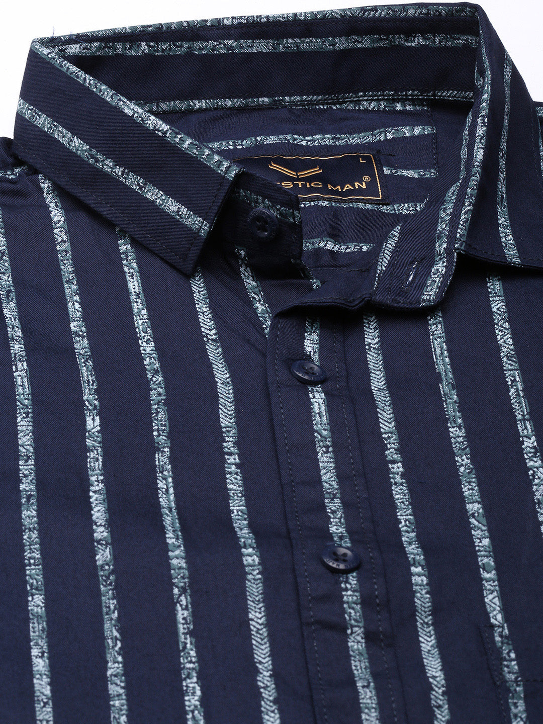 Majestic Man Casual Comfortable Slim Fit Stripped Cotton Shirt - Navy Blue