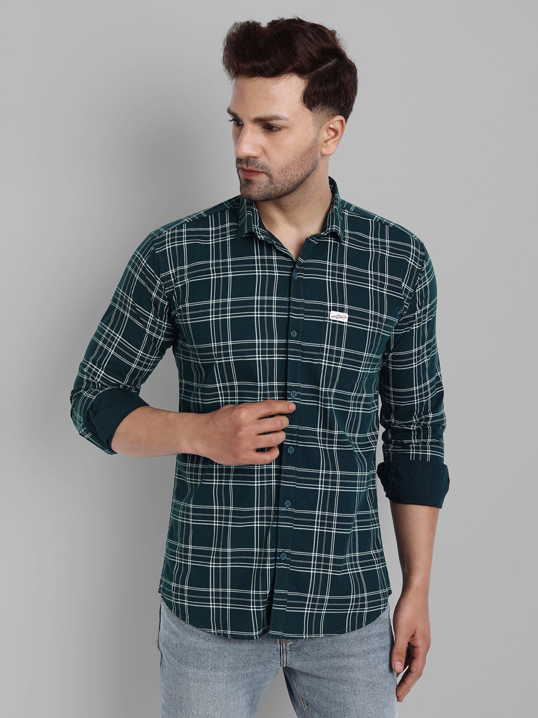 Classic Checkmate Pure Cotton Checkered Shirt - Teal Blue