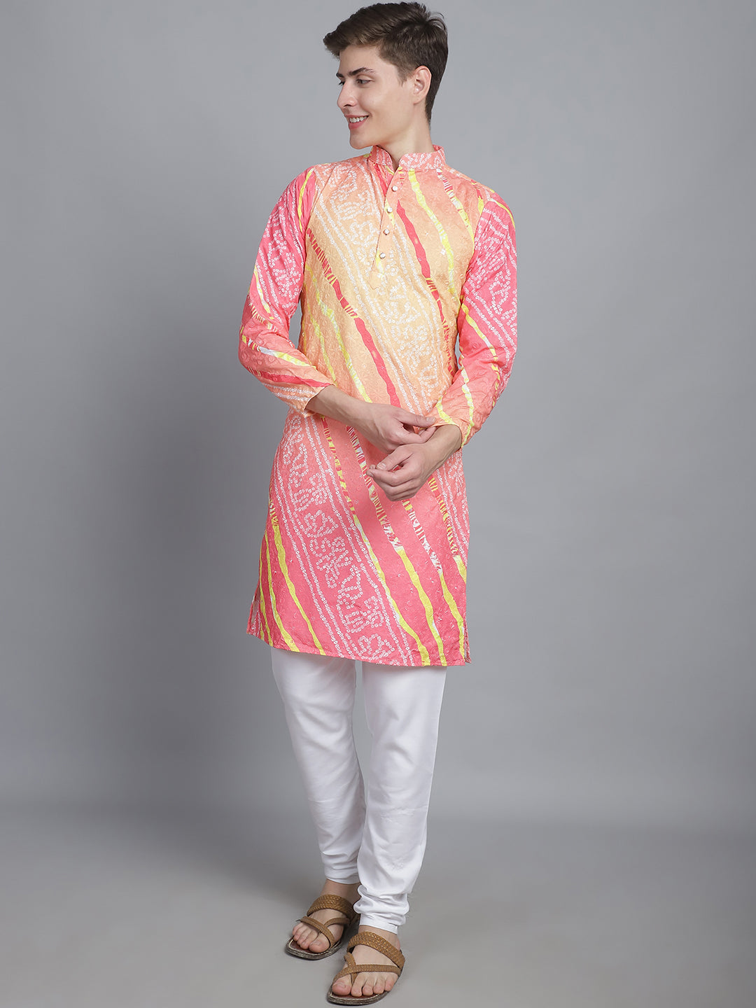 Exquisite Elegance Embroidered Long Kurta-peach yw