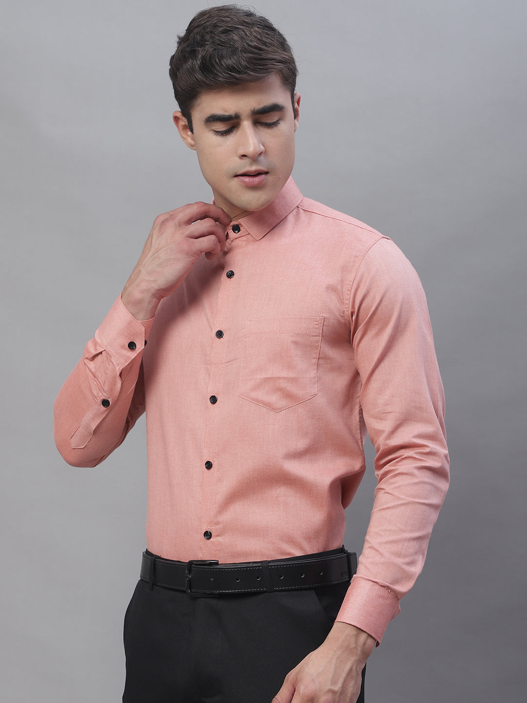 Tailored fit & Comfortable Solid Cotton Shirt - Peach