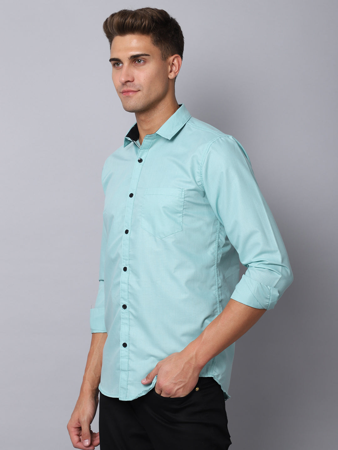 Appriciable Casual Solid Shirt - Ocean Green
